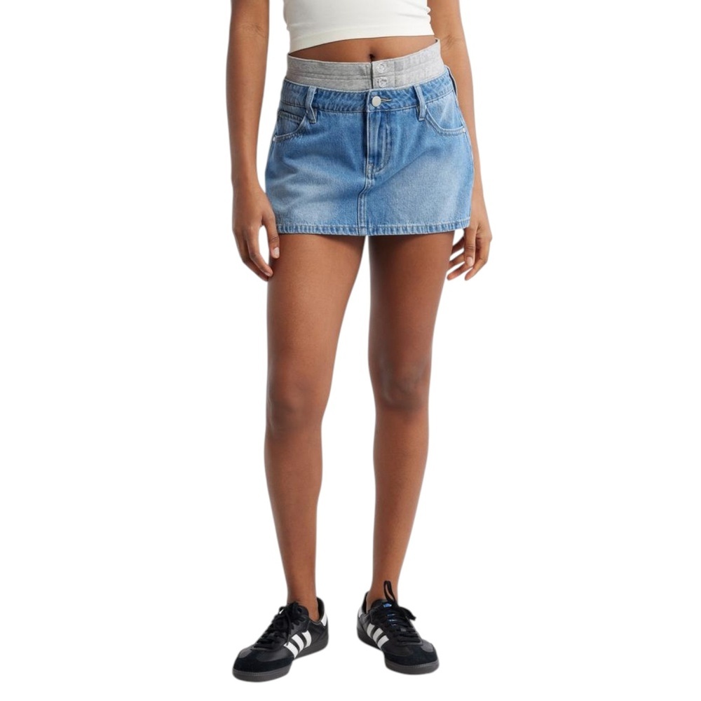 PTCL Denim Mini Skirt Blue Low Rise